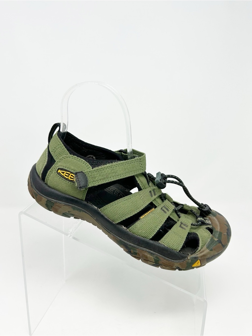 KEEN Newport H2 Kids Sport Sandals Green Camo Waterproof Toe Bumper Size 5